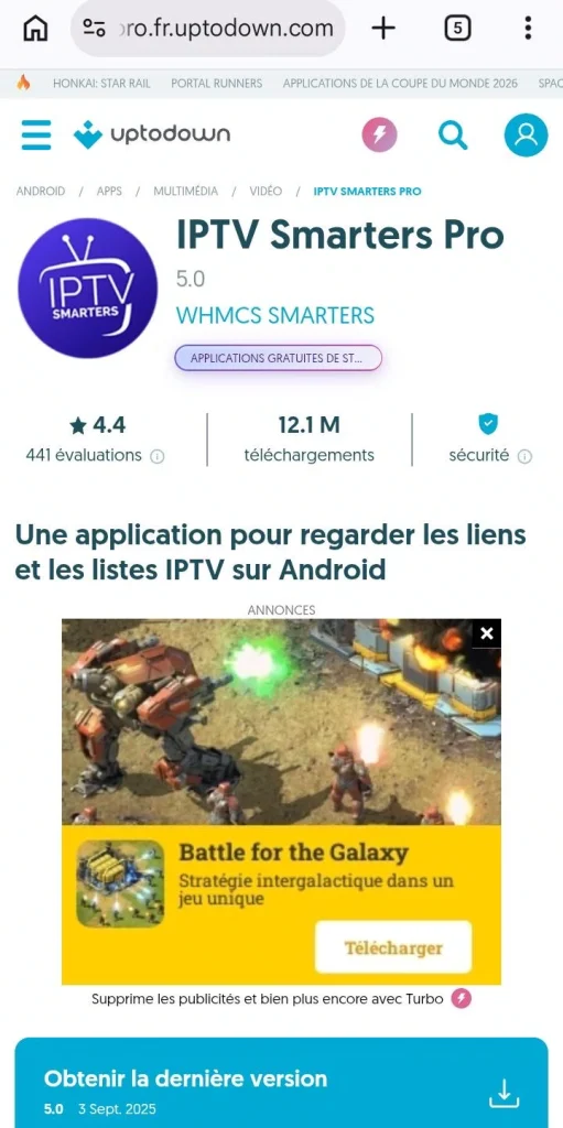 Téléchargement IPTV Smarters Pro