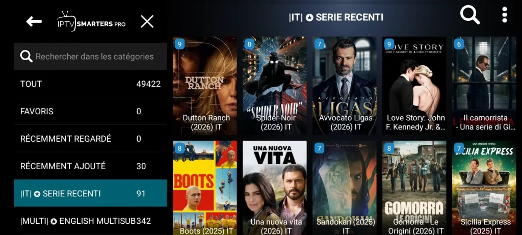 Contenu sur iptv smarters pro
