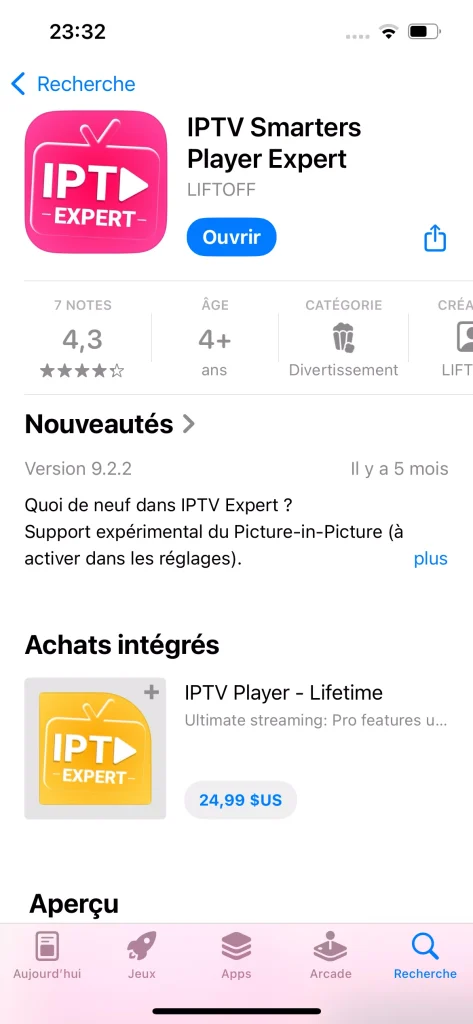 IPTV Expert sur iOS